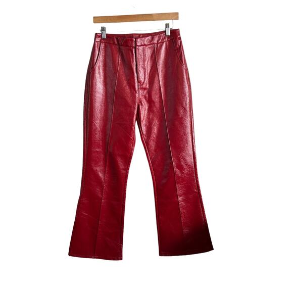 NEW Polly Princess Red Faux Madi Pu Vegan Patent Leather High Waist Pants Size 6 - Picture 8 of 13